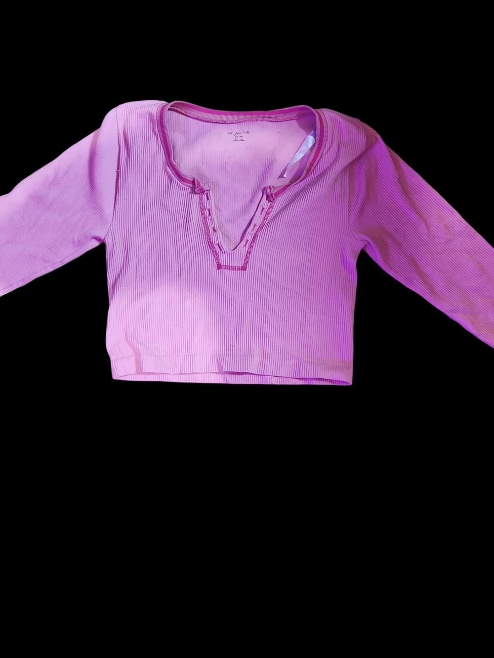 Urban Outfitters Pink Ribbed Crop Henley Top